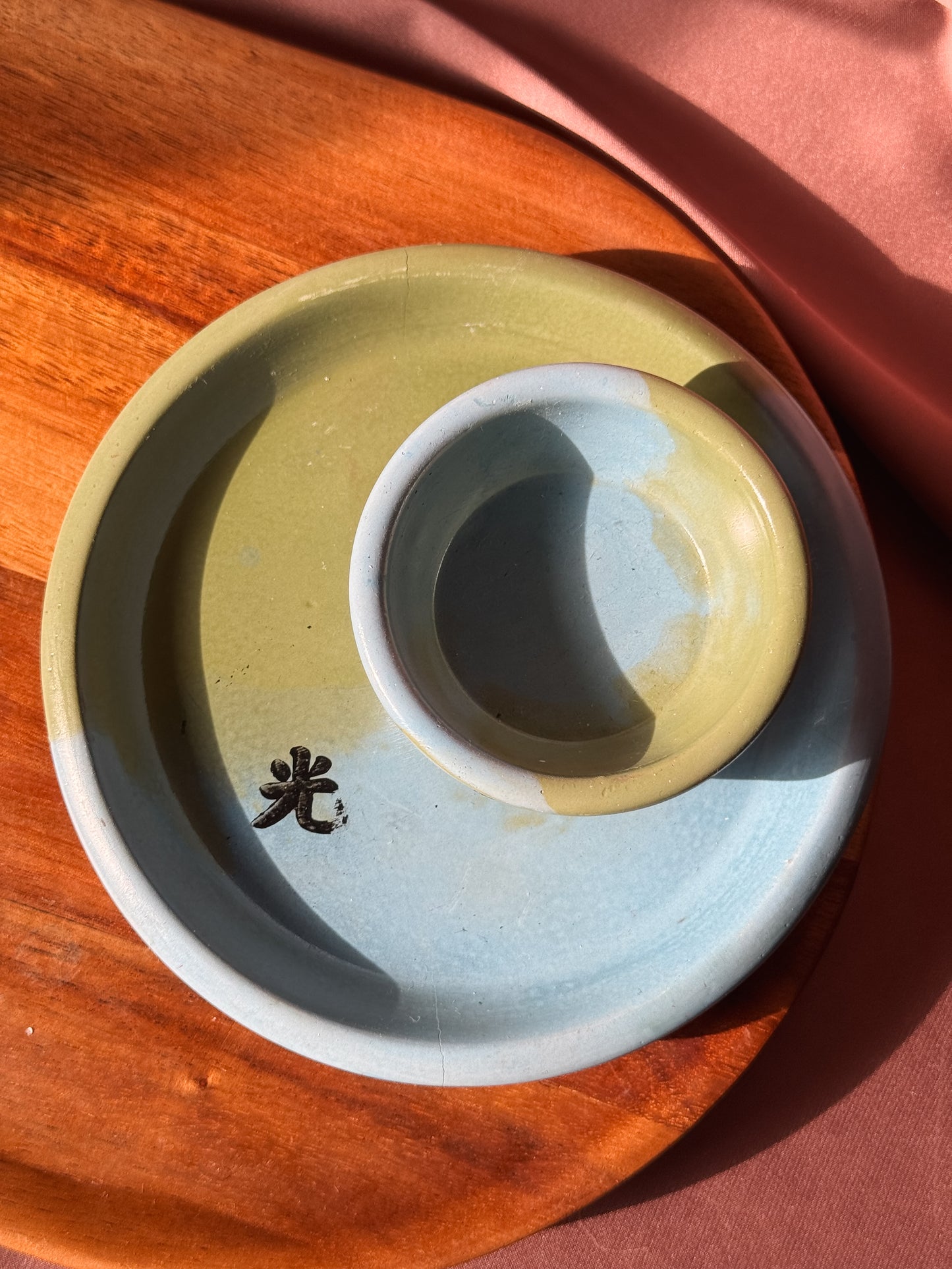 Conjunto verde e azul
