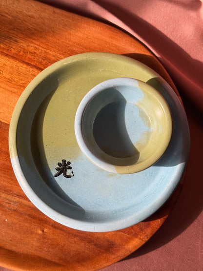 Conjunto verde e azul