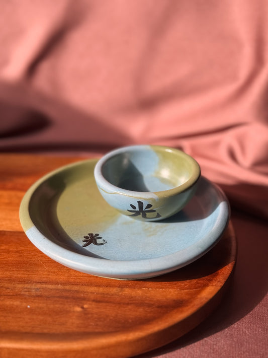 Conjunto verde e azul